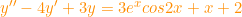 \small {\color{Orange} y'' - 4y'+3y = 3e^xcos2x+x+2}